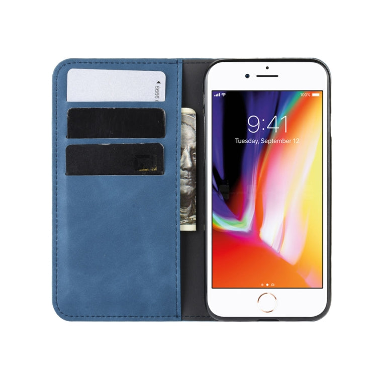 For iPhone SE 2022 / SE 2020 / 8 / 7 Retro-skin Business Magnetic Suction Leather Case with Purse-Bracket-Chuck