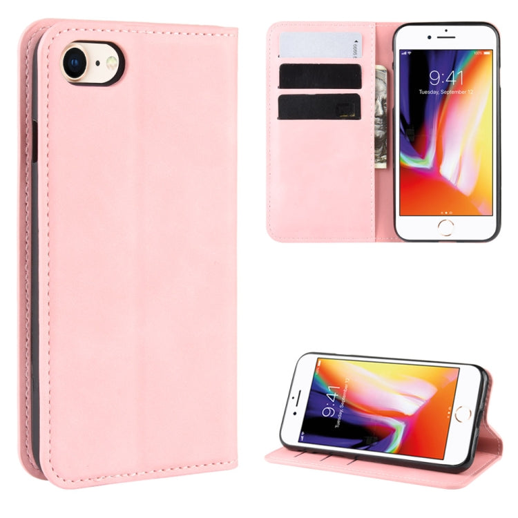 For iPhone SE 2022 / SE 2020 / 8 / 7 Retro-skin Business Magnetic Suction Leather Case with Purse-Bracket-Chuck