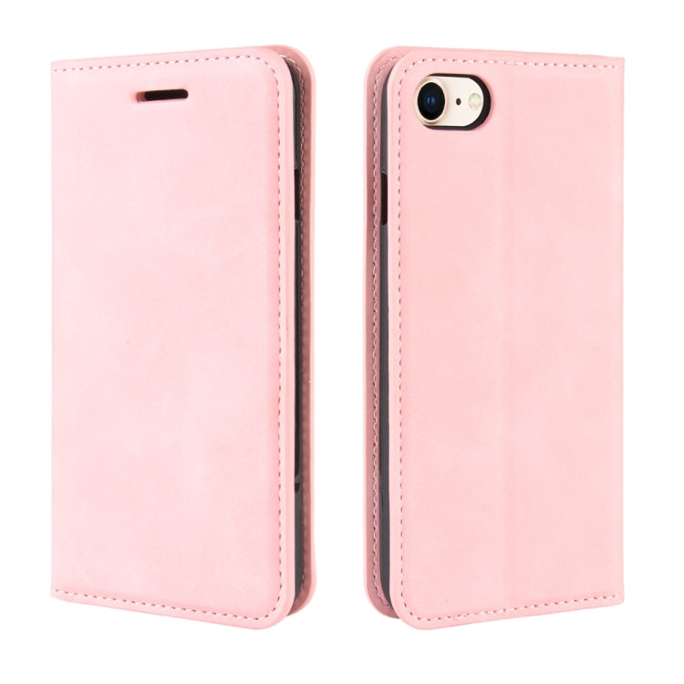 For iPhone SE 2022 / SE 2020 / 8 / 7 Retro-skin Business Magnetic Suction Leather Case with Purse-Bracket-Chuck