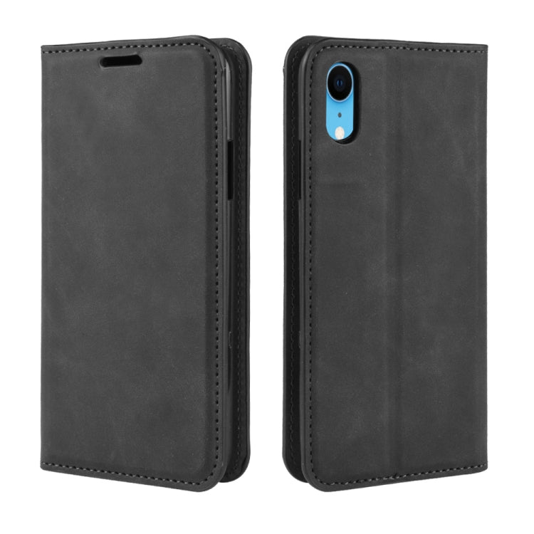 For iPhone XR Retro-skin Business Magnetic Suction Leather Case with Purse-Bracket-Chuck