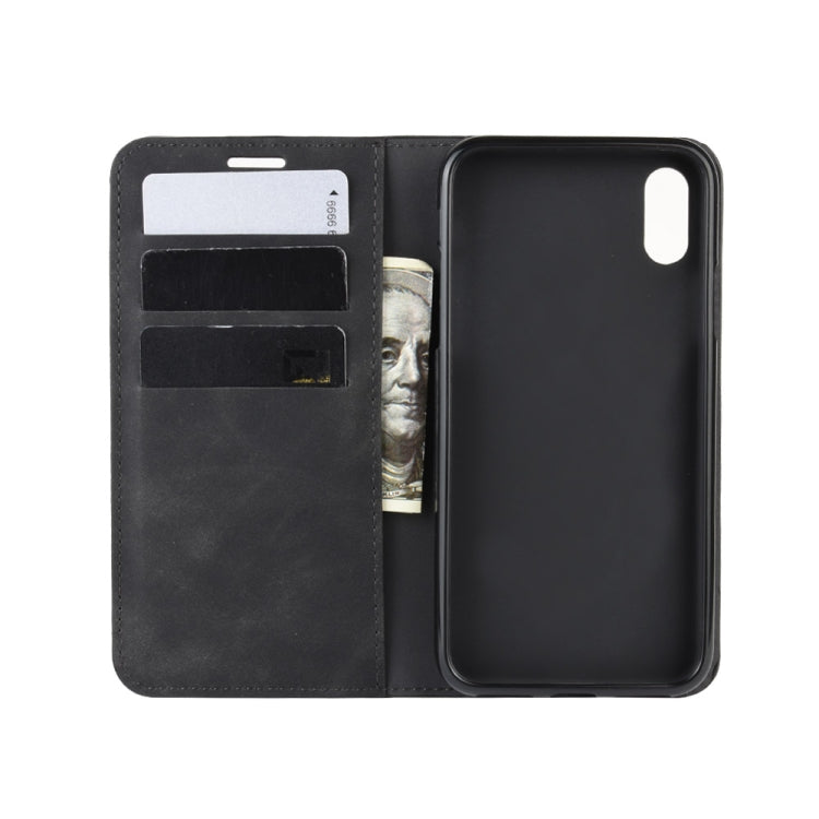 For iPhone XR Retro-skin Business Magnetic Suction Leather Case with Purse-Bracket-Chuck