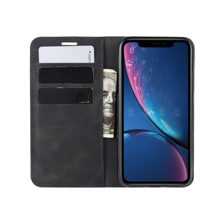 For iPhone XR Retro-skin Business Magnetic Suction Leather Case with Purse-Bracket-Chuck