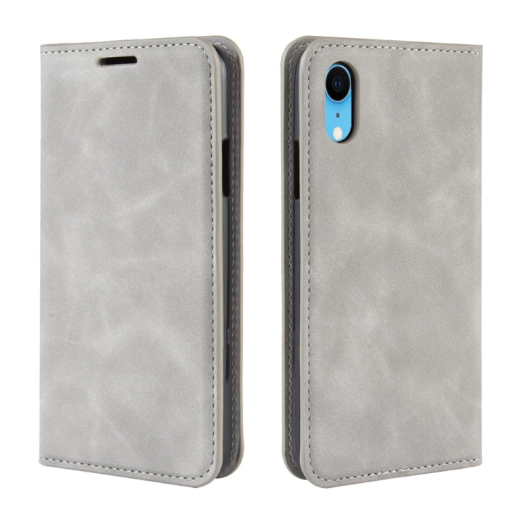 For iPhone XR Retro-skin Business Magnetic Suction Leather Case with Purse-Bracket-Chuck