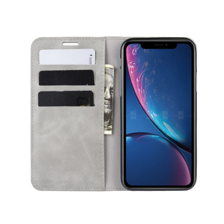 For iPhone XR Retro-skin Business Magnetic Suction Leather Case with Purse-Bracket-Chuck