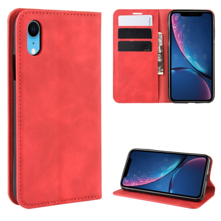 For iPhone XR Retro-skin Business Magnetic Suction Leather Case with Purse-Bracket-Chuck