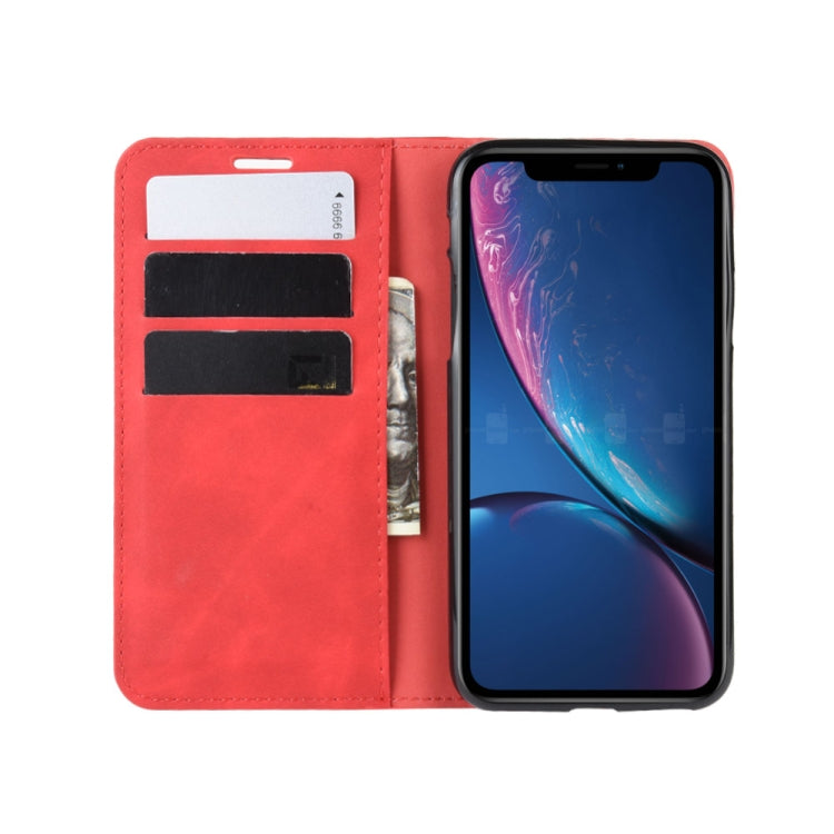 For iPhone XR Retro-skin Business Magnetic Suction Leather Case with Purse-Bracket-Chuck