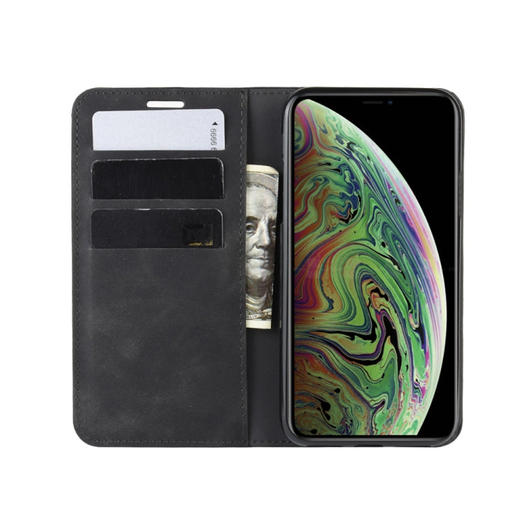 For iPhone XS Max  Retro-skin Business Magnetic Suction Leather Case with Purse-Bracket-Chuck