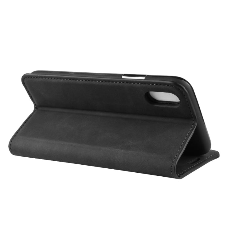 For iPhone XS Max  Retro-skin Business Magnetic Suction Leather Case with Purse-Bracket-Chuck