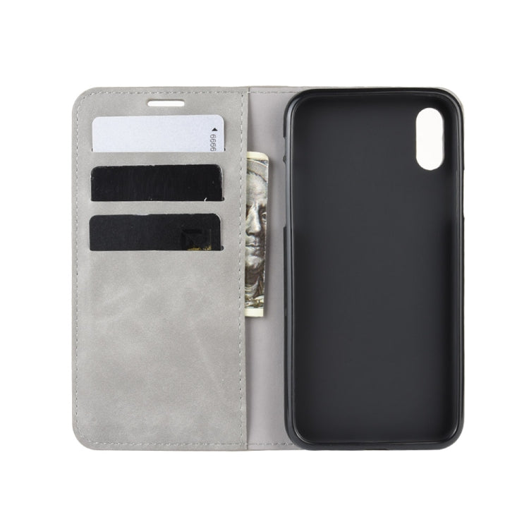For iPhone XS Max  Retro-skin Business Magnetic Suction Leather Case with Purse-Bracket-Chuck
