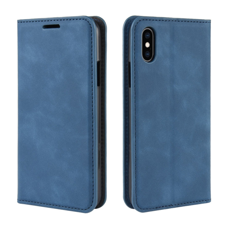 For iPhone XS Max  Retro-skin Business Magnetic Suction Leather Case with Purse-Bracket-Chuck
