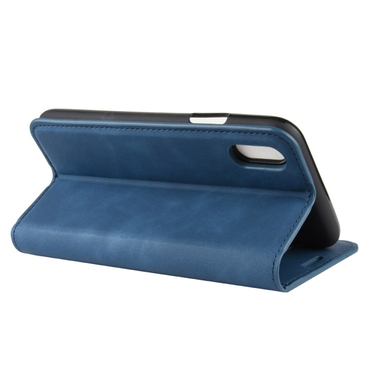 For iPhone XS Max  Retro-skin Business Magnetic Suction Leather Case with Purse-Bracket-Chuck