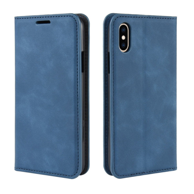 For iPhone XS Retro-skin Business Magnetic Suction Leather Case with Purse-Bracket-Chuck