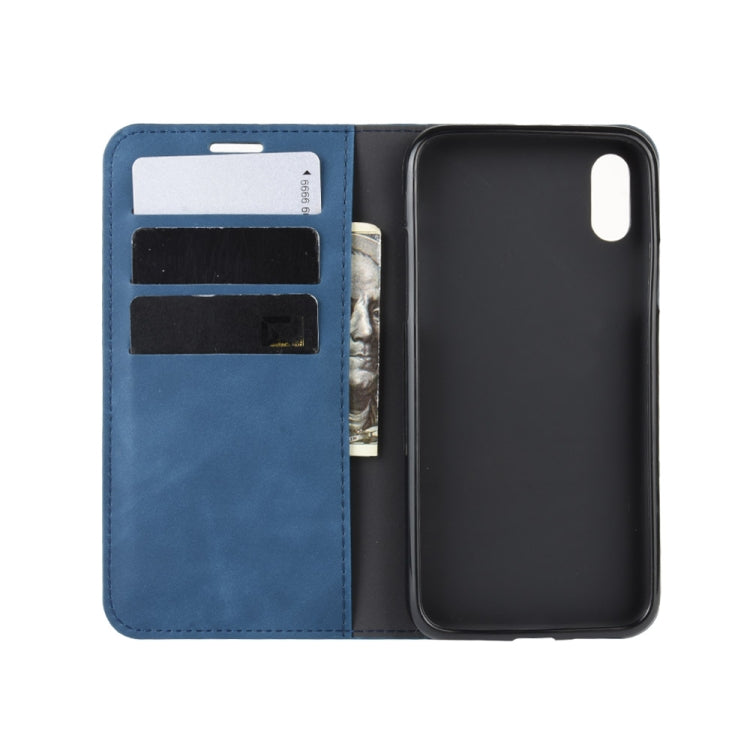 For iPhone XS Retro-skin Business Magnetic Suction Leather Case with Purse-Bracket-Chuck