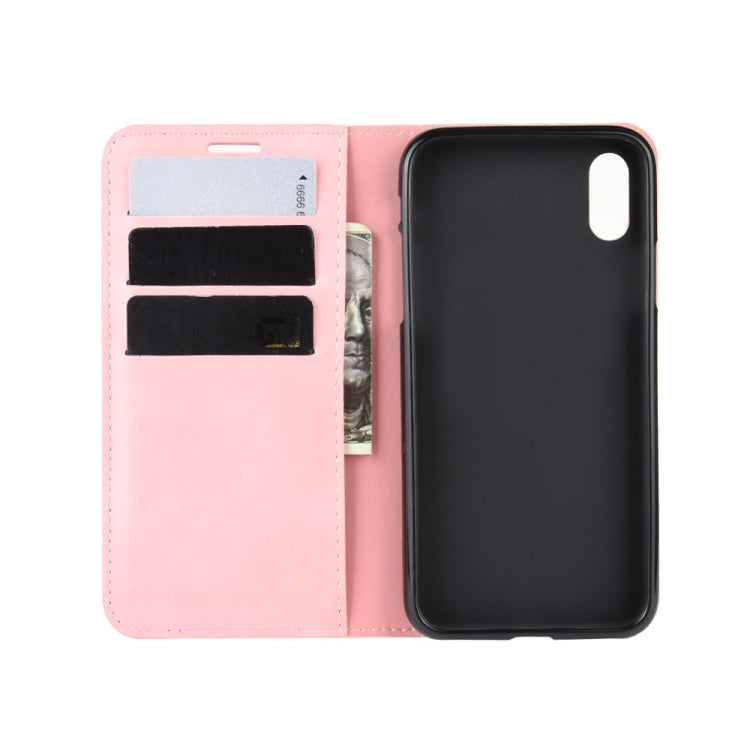 For iPhone XS Retro-skin Business Magnetic Suction Leather Case with Purse-Bracket-Chuck