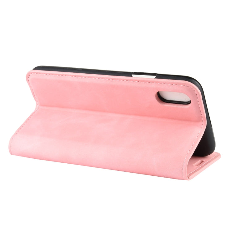 For iPhone XS Retro-skin Business Magnetic Suction Leather Case with Purse-Bracket-Chuck