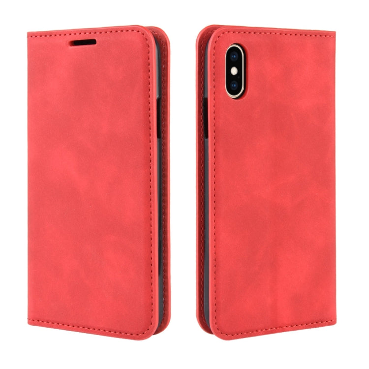 For iPhone XS Retro-skin Business Magnetic Suction Leather Case with Purse-Bracket-Chuck