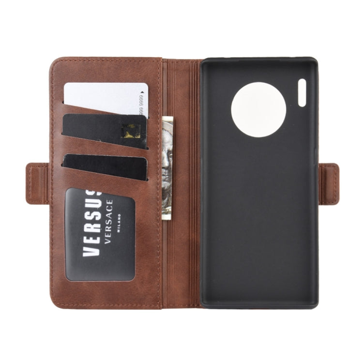 For Huawei Mate 30 Pro Double Buckle Crazy Horse Business Mobile Phone Holster with Card Wallet Bracket Function