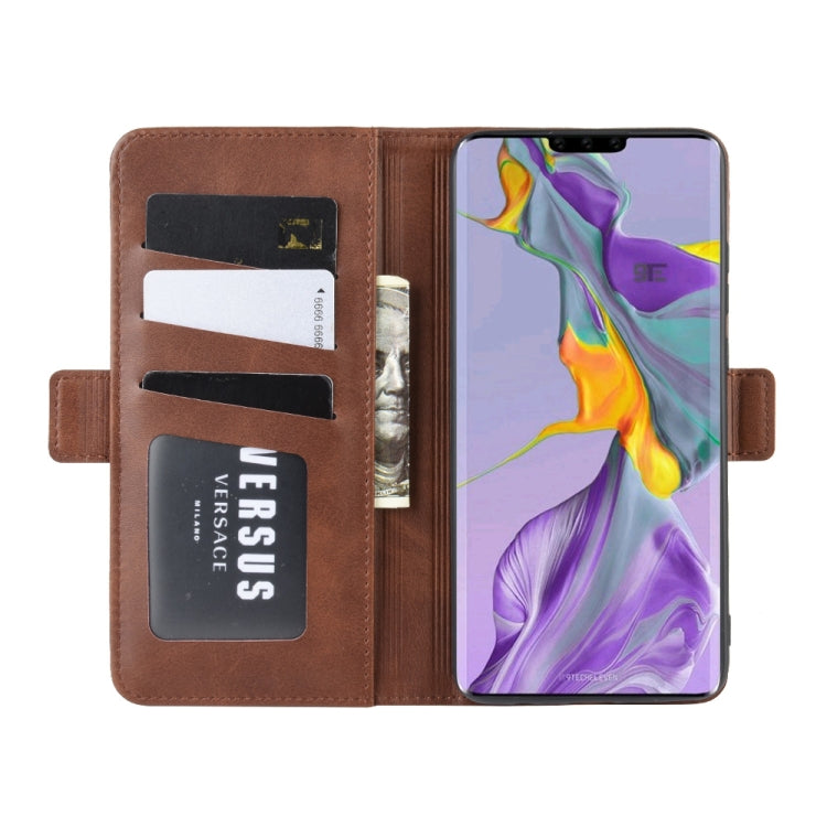 For Huawei Mate 30 Double Buckle Crazy Horse Business Mobile Phone Holster with Card Wallet Bracket Function