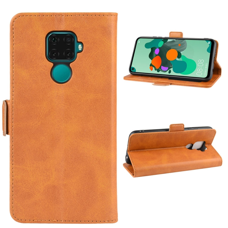 For Huawei Nova 5i Pro/Mate 30 Lite/Nova 5Z Double Buckle Crazy Horse Business Mobile Phone Holster with Card Wallet Bracket Function