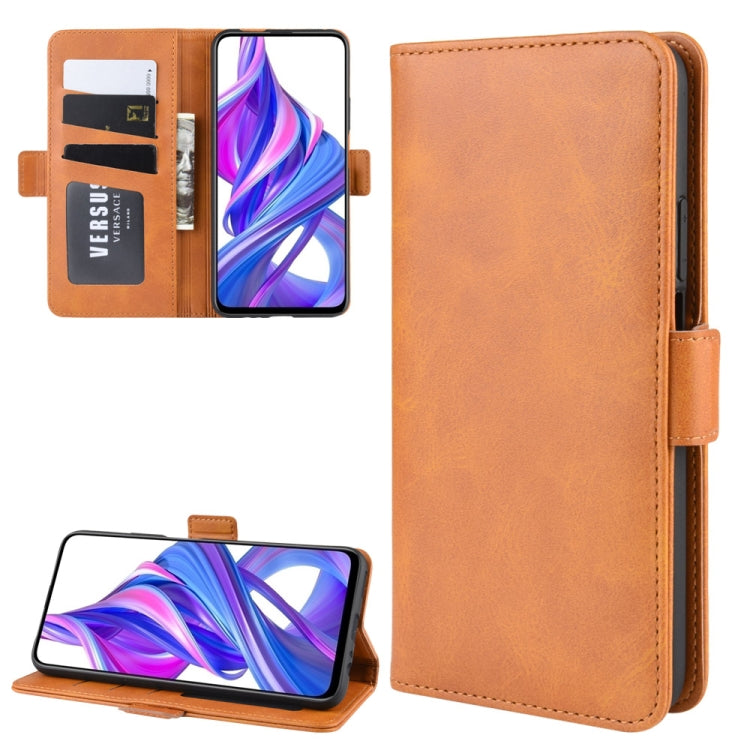 For Huawei Honor 9X Pro Double Buckle Crazy Horse Business Mobile Phone Holster with Card Wallet Bracket Function