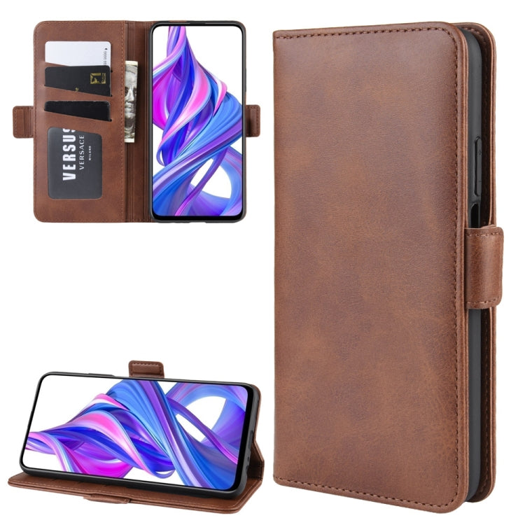 For Huawei Honor 9X Pro Double Buckle Crazy Horse Business Mobile Phone Holster with Card Wallet Bracket Function