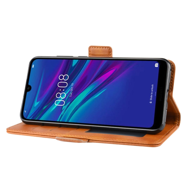 For Huawei Y6 2019 Double Buckle Crazy Horse Business Mobile Phone Holster with Card Wallet Bracket Function