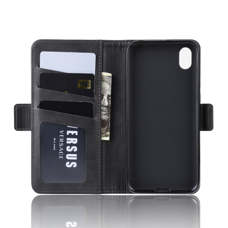 For Huawei Y5 2019 Double Buckle Crazy Horse Business Mobile Phone Holster with Card Wallet Bracket Function