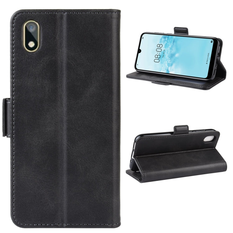 For Huawei Y5 2019 Double Buckle Crazy Horse Business Mobile Phone Holster with Card Wallet Bracket Function