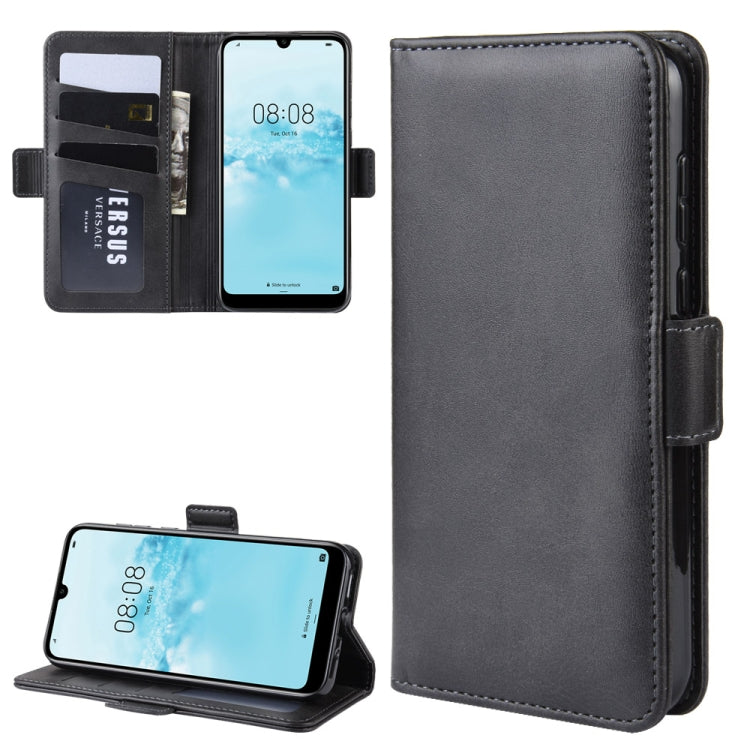 For Huawei Y5 2019 Double Buckle Crazy Horse Business Mobile Phone Holster with Card Wallet Bracket Function