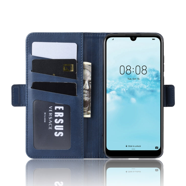 For Huawei Y5 2019 Double Buckle Crazy Horse Business Mobile Phone Holster with Card Wallet Bracket Function