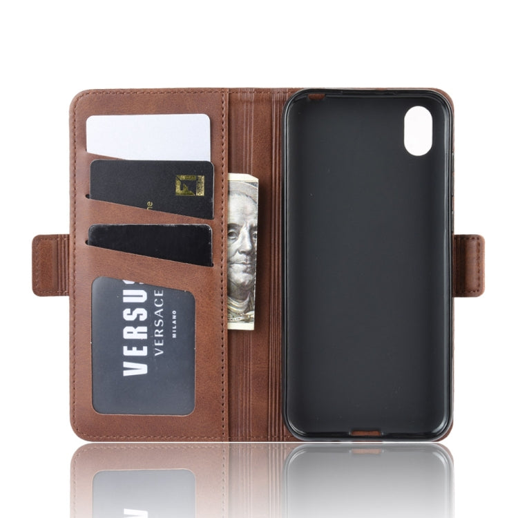For Huawei Y5 2019 Double Buckle Crazy Horse Business Mobile Phone Holster with Card Wallet Bracket Function