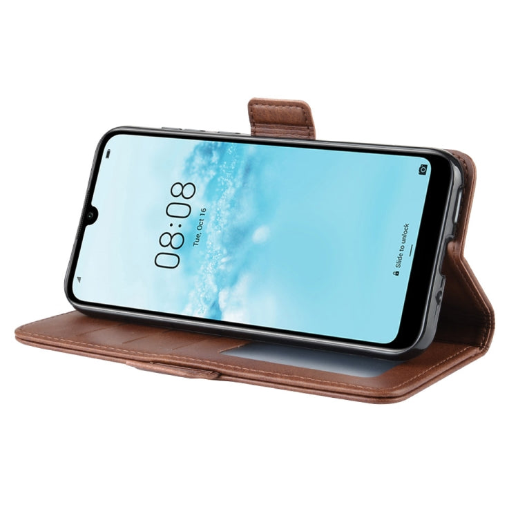 For Huawei Y5 2019 Double Buckle Crazy Horse Business Mobile Phone Holster with Card Wallet Bracket Function