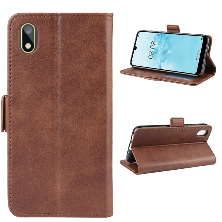 For Huawei Y5 2019 Double Buckle Crazy Horse Business Mobile Phone Holster with Card Wallet Bracket Function