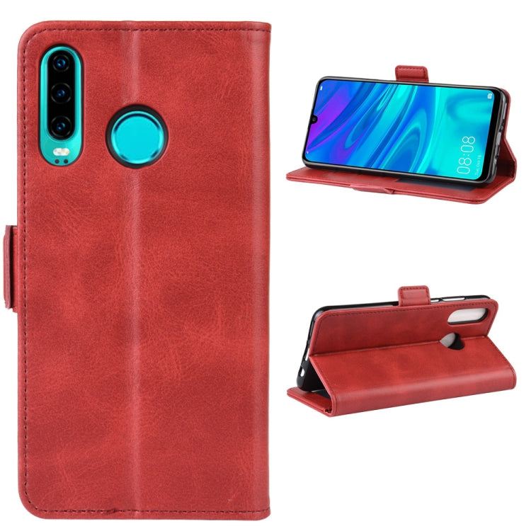 For Huawei P30 Lite / Nova 4e Double Buckle Crazy Horse Business Mobile Phone Holster with Card Wallet Bracket Function