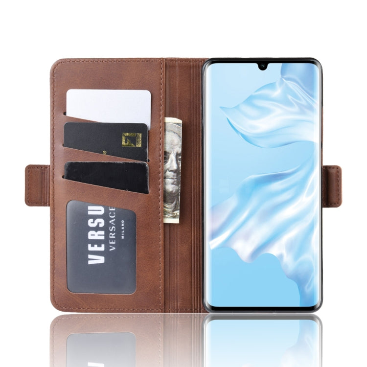 For Huawei P30 Pro Double Buckle Crazy Horse Business Mobile Phone Holster with Card Wallet Bracket Function