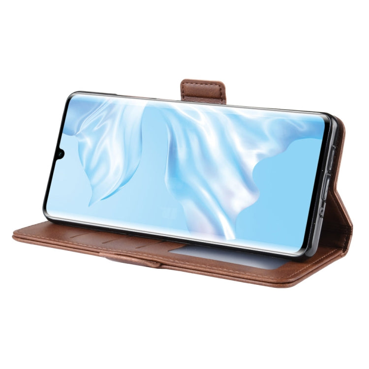 For Huawei P30 Pro Double Buckle Crazy Horse Business Mobile Phone Holster with Card Wallet Bracket Function