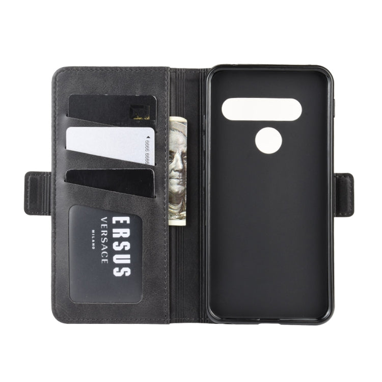 For LG G8S ThinQ Double Buckle Crazy Horse Business Mobile Phone Holster with Card Wallet Bracket Function