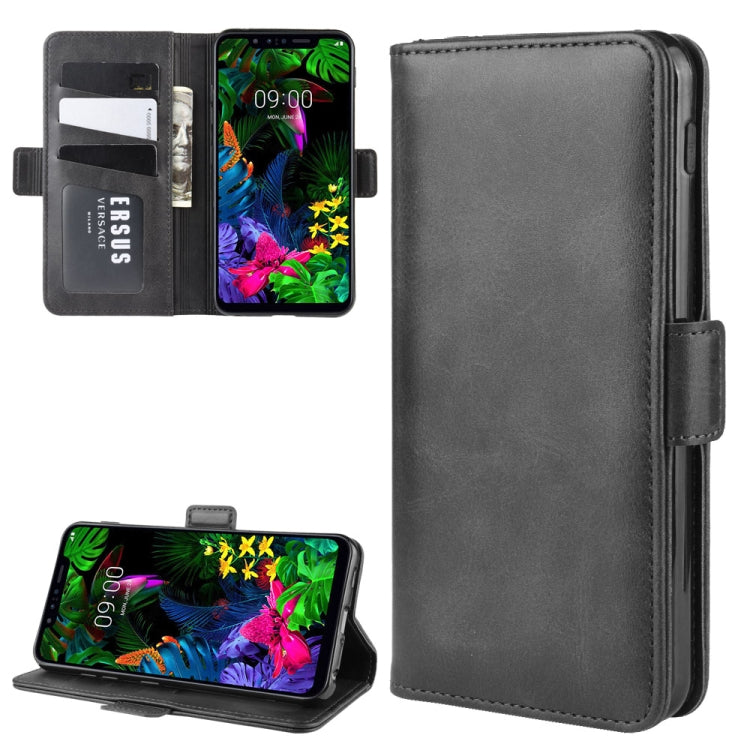 For LG G8S ThinQ Double Buckle Crazy Horse Business Mobile Phone Holster with Card Wallet Bracket Function