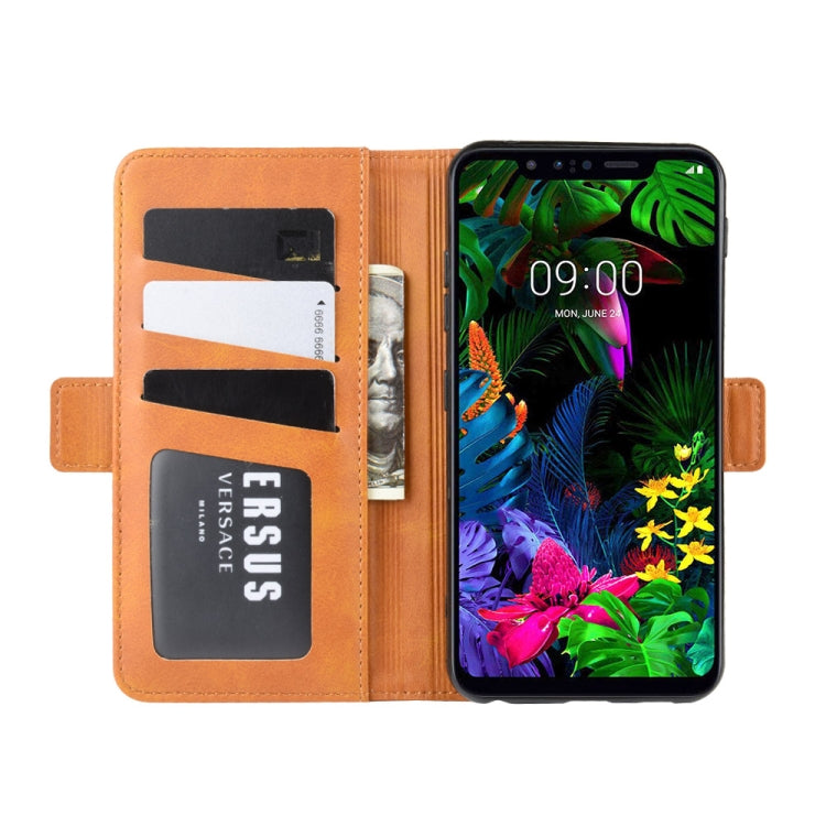 For LG G8S ThinQ Double Buckle Crazy Horse Business Mobile Phone Holster with Card Wallet Bracket Function