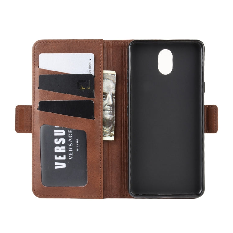 For LG K30 2019 Double Buckle Crazy Horse Business Mobile Phone Holster with Card Wallet Bracket Function