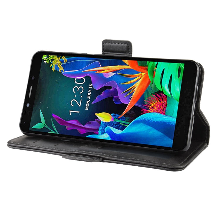 For LG K20 2019 Double Buckle Crazy Horse Business Mobile Phone Holster with Card Wallet Bracket Function