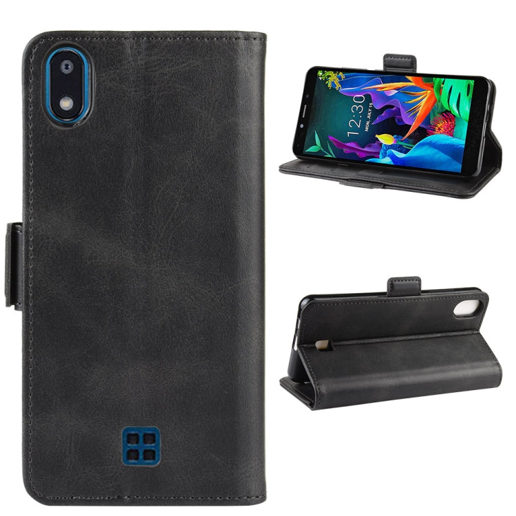 For LG K20 2019 Double Buckle Crazy Horse Business Mobile Phone Holster with Card Wallet Bracket Function