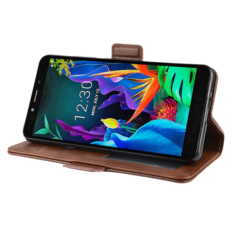 For LG K20 2019 Double Buckle Crazy Horse Business Mobile Phone Holster with Card Wallet Bracket Function