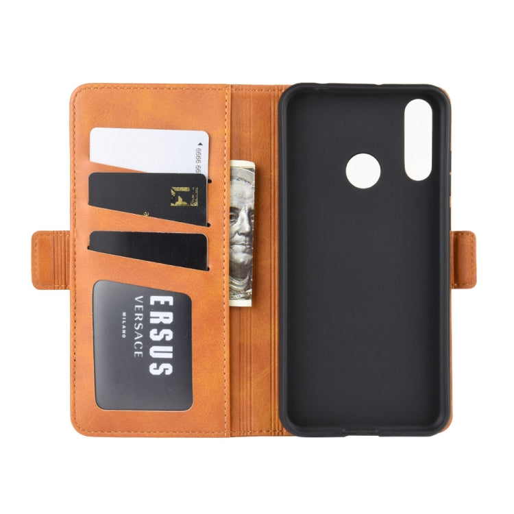 For LG W30 Double Buckle Crazy Horse Business Mobile Phone Holster with Card Wallet Bracket Function