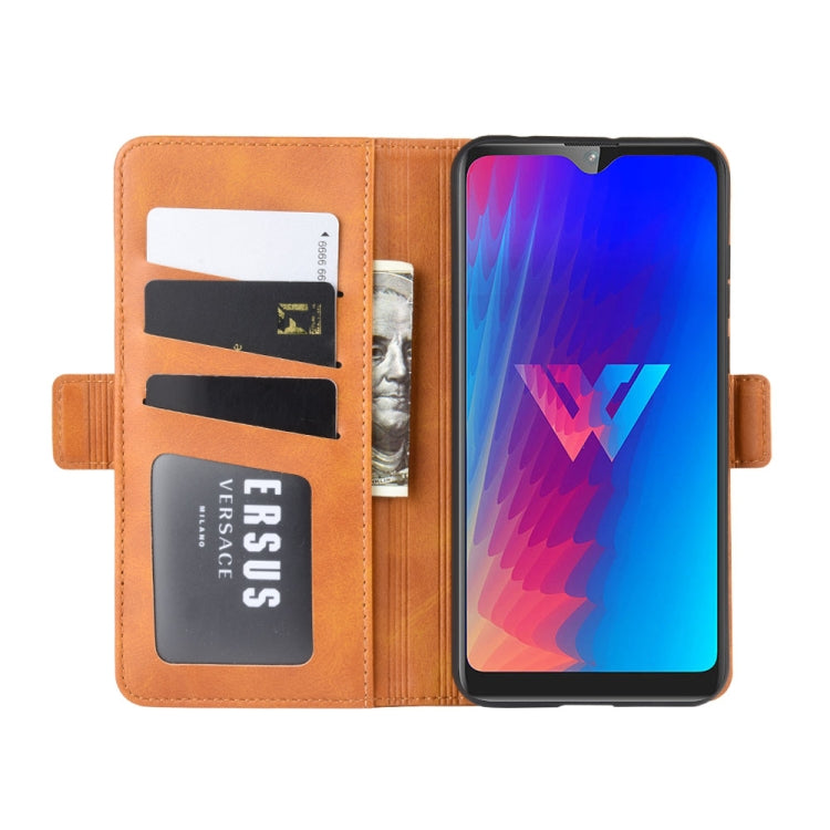 For LG W30 Double Buckle Crazy Horse Business Mobile Phone Holster with Card Wallet Bracket Function