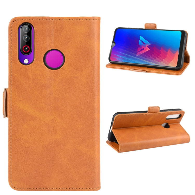 For LG W30 Double Buckle Crazy Horse Business Mobile Phone Holster with Card Wallet Bracket Function