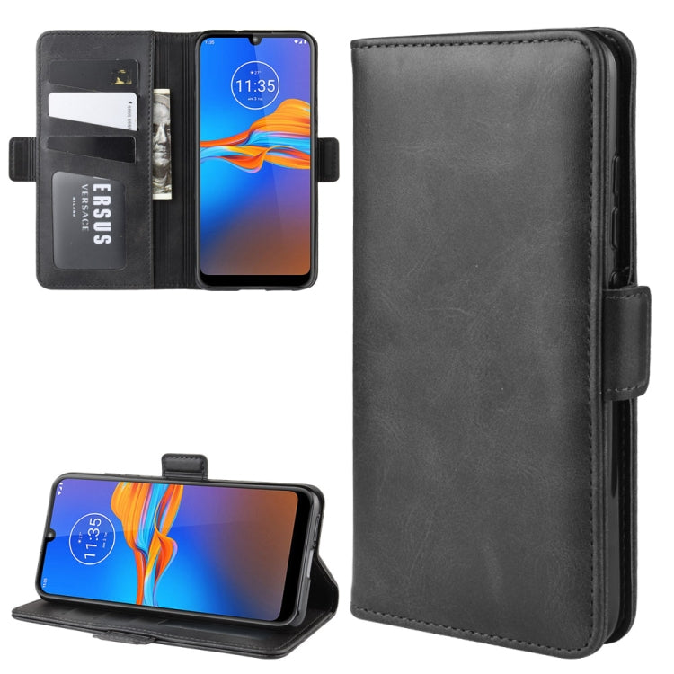 For MOTO E6 Plus Double Buckle Crazy Horse Business Mobile Phone Holster with Card Wallet Bracket Function