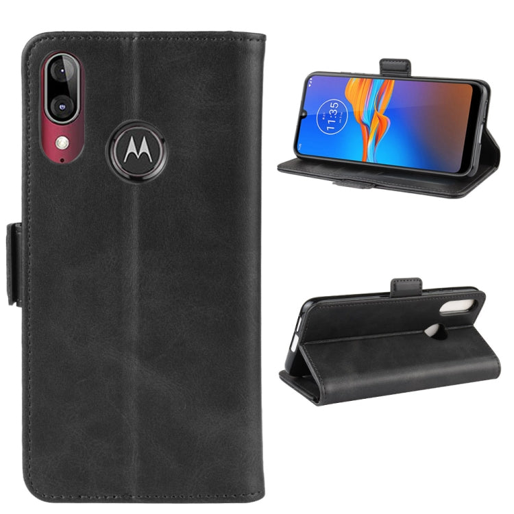 For MOTO E6 Plus Double Buckle Crazy Horse Business Mobile Phone Holster with Card Wallet Bracket Function
