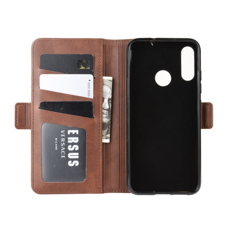 For MOTO E6 Plus Double Buckle Crazy Horse Business Mobile Phone Holster with Card Wallet Bracket Function