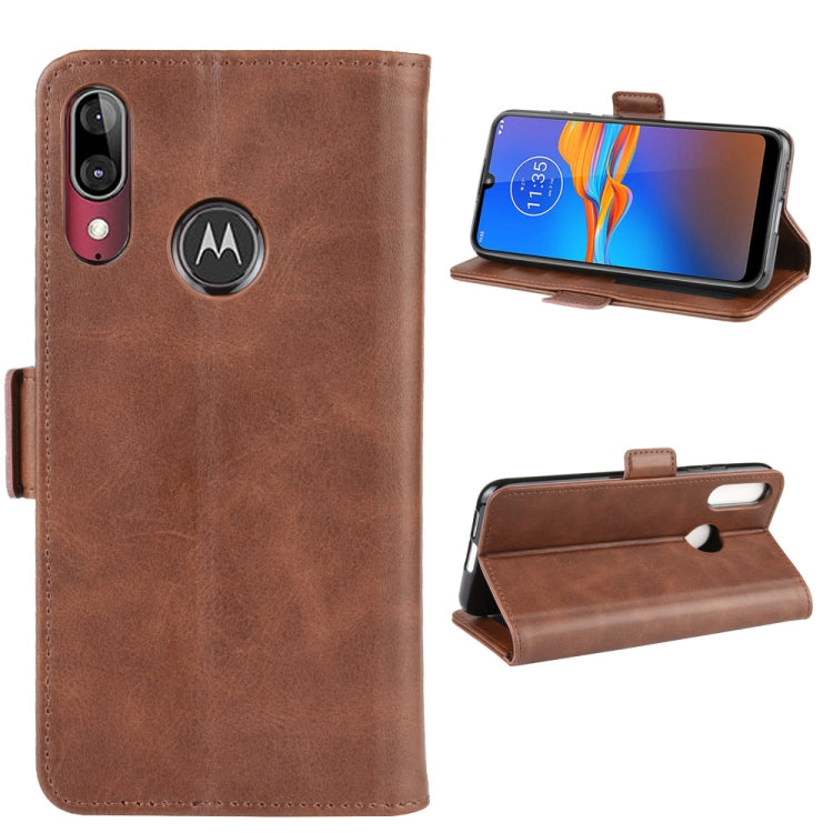 For MOTO E6 Plus Double Buckle Crazy Horse Business Mobile Phone Holster with Card Wallet Bracket Function